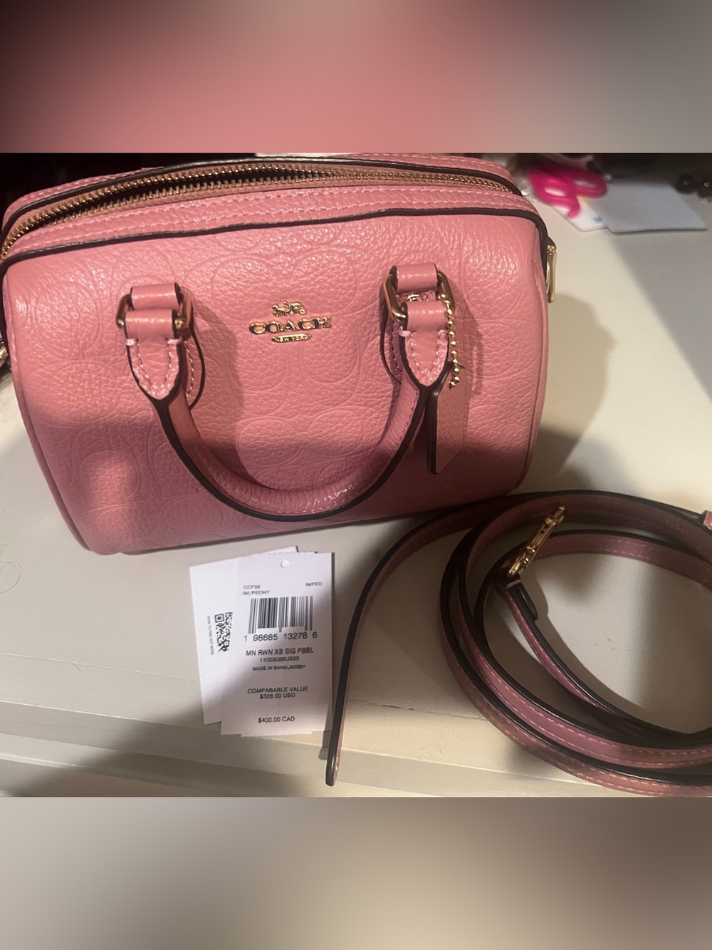 Coach Peony Pink Mini Rowan - Picture 4 of 6